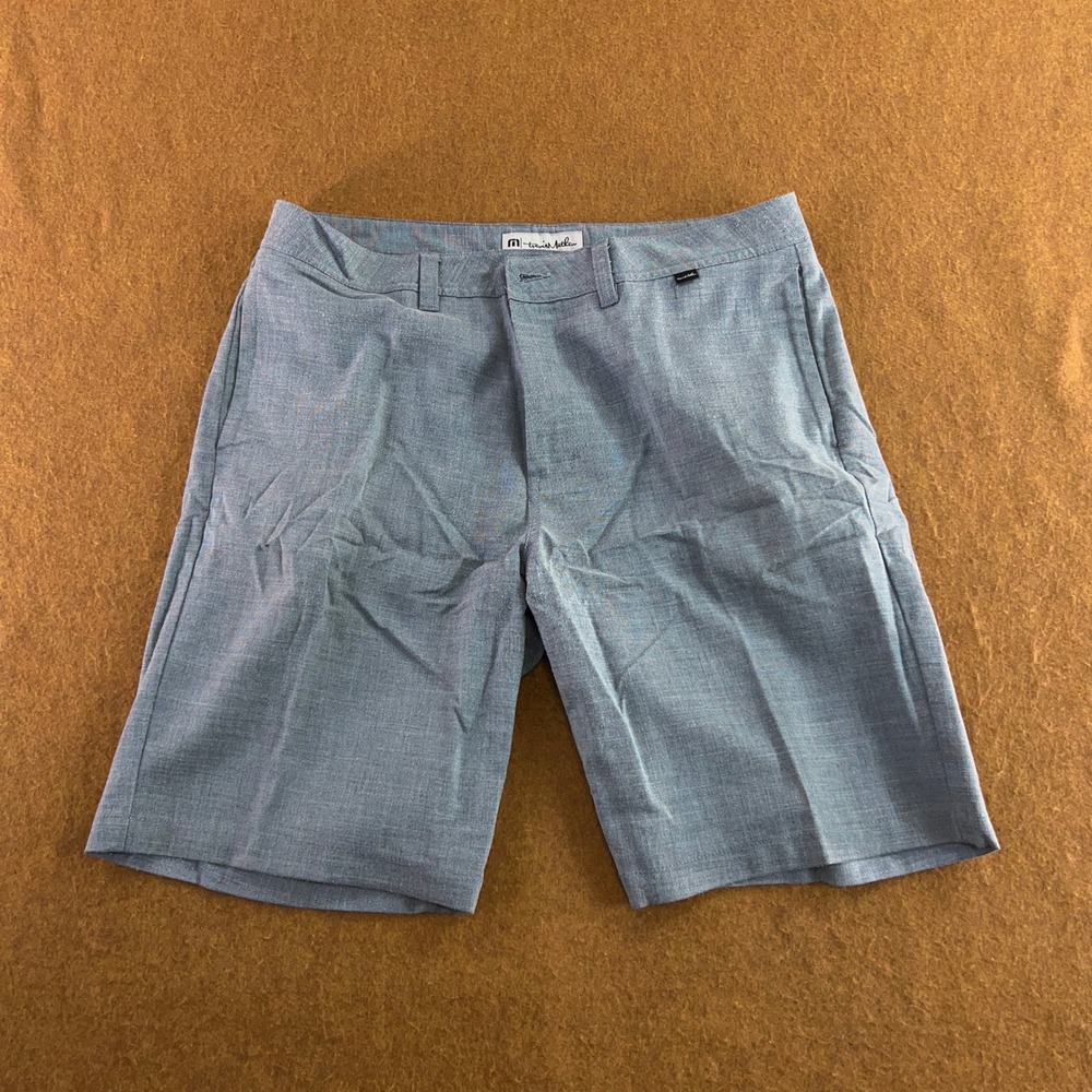 TravisMathew Mens 36 Blue Heathered Stretch Golf Shorts
